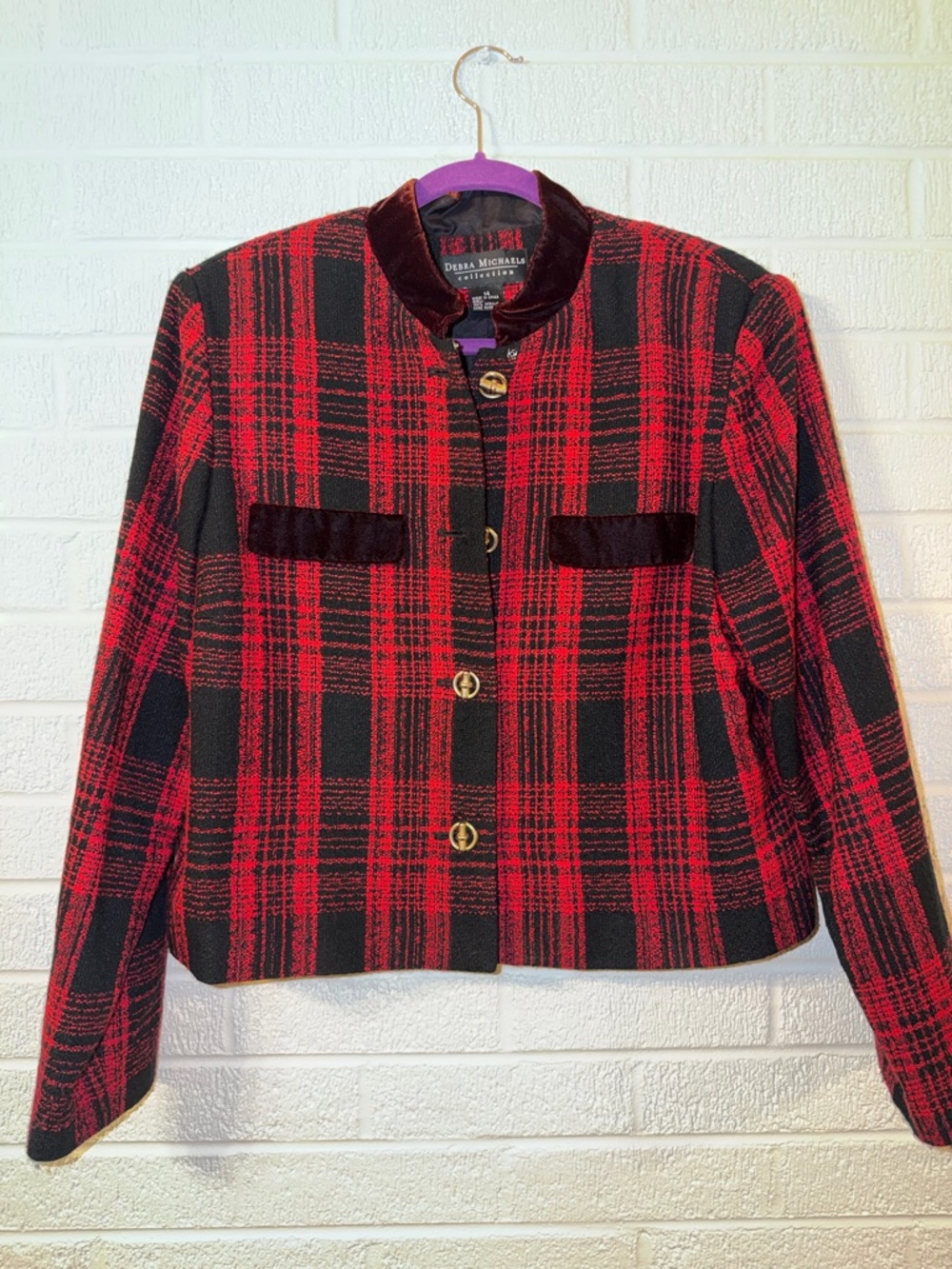 VTG Debra Michaels Red & Black Plaid Women's Jacket
